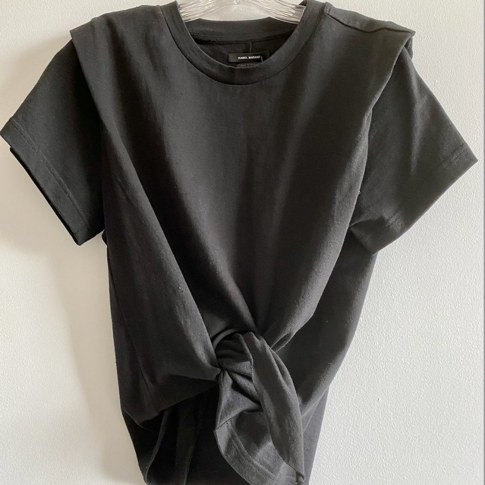 Isabel Marant Zelikia Strong-Shoulder Self-Tie Top NWT